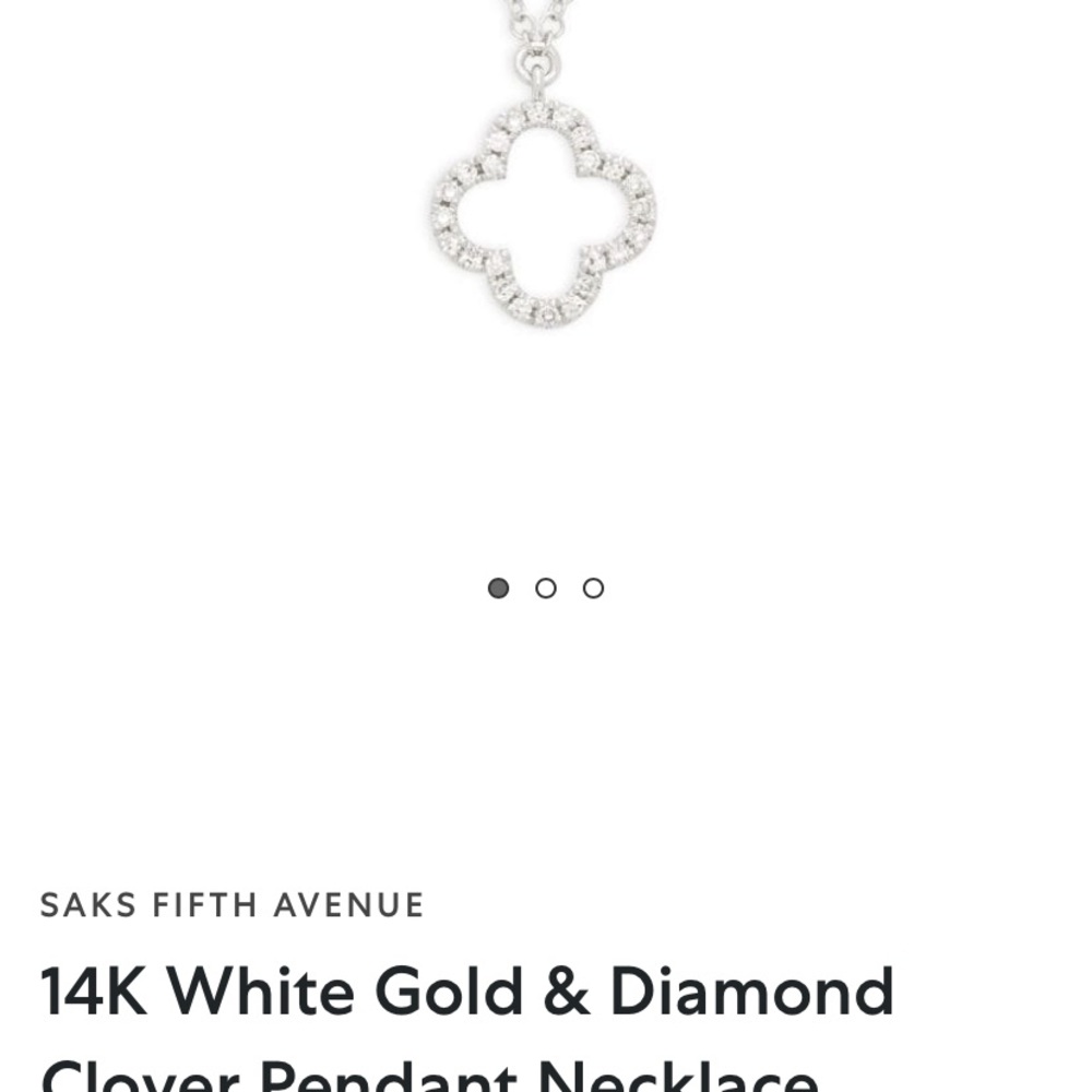 Four leaf clover 14k white gold diamond necklace